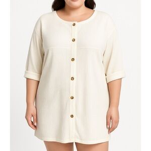 Undercover Beachwear White Top terry cloth gold button up swim cover up SZ LG